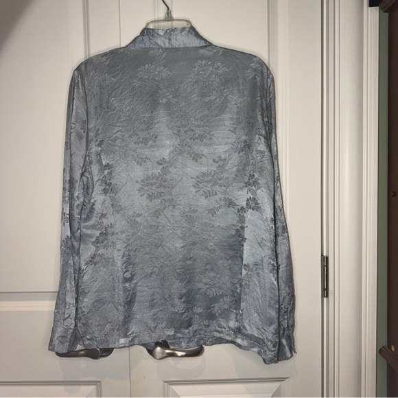 Y2K Willi Smith Collection Silk Jacquard Floral Button Blouse Womens Large - Picture 2 of 5